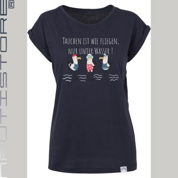 Ladies Extended Shoulder Tee - "Tauchen ist wie fliegen..." (Gr. XS-5XL)