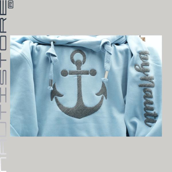 Cross Neck Hoodie - "Anchor" (Gr. XS-2XL) (10 Farben)