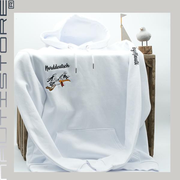 Organic Unisex Hoodie - "Norddeutsch" (Gr. M) (white)