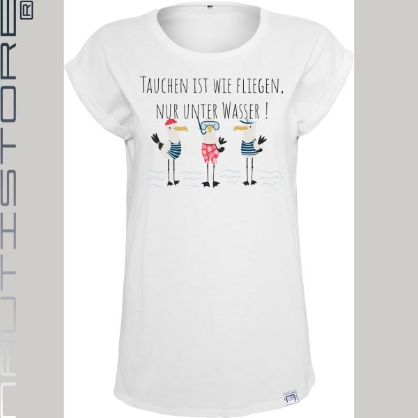 Ladies Extended Shoulder Tee - "Tauchen ist wie fliegen..." (Gr. XS-5XL)